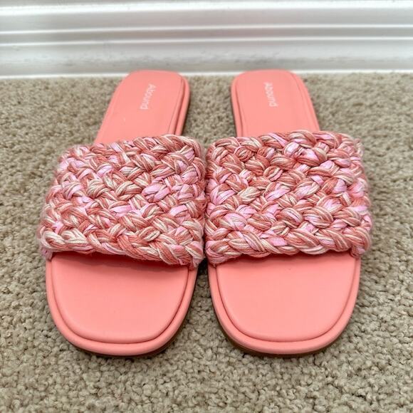 ABOUND | Pink Woven Slide Sandals Women’s Braided Summer Flats | Size 9 - Picture 3 of 6